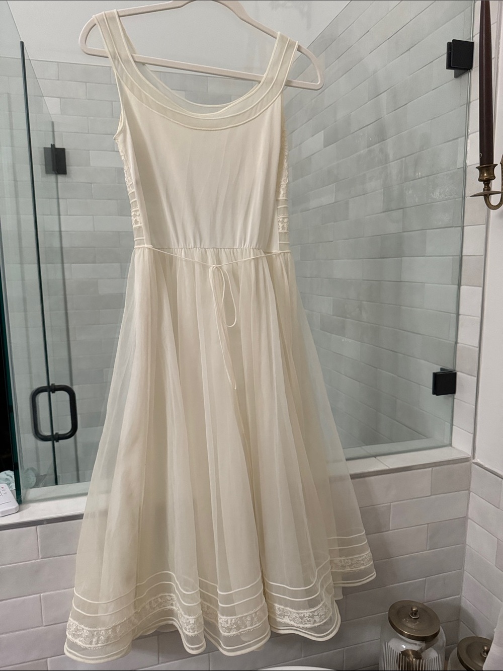 1960s Shadowline  Nightgown Chiffon Lace Lingerie Vintage Sz S - Picture 15 of 16